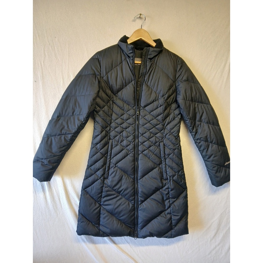 Eddie bauer black womens parka size xs long winter puffer down filled snow